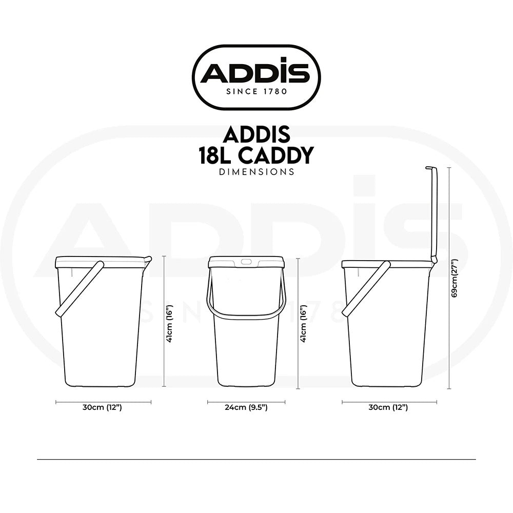 Addis Slim Rectangular Caddy Bin with Lid | 18L, Black, Carry Handle