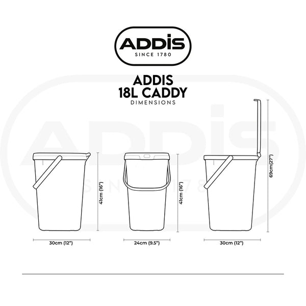 Addis Slim Rectangular Caddy Bin with Lid | 18L, Black, Carry Handle
