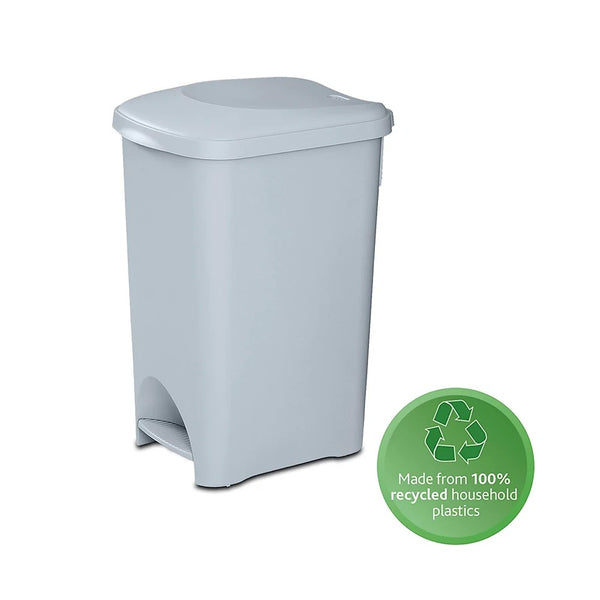 Addis Light Grey Eco Hands-Free Pedal Waste Bin | 40L, Swing Lid