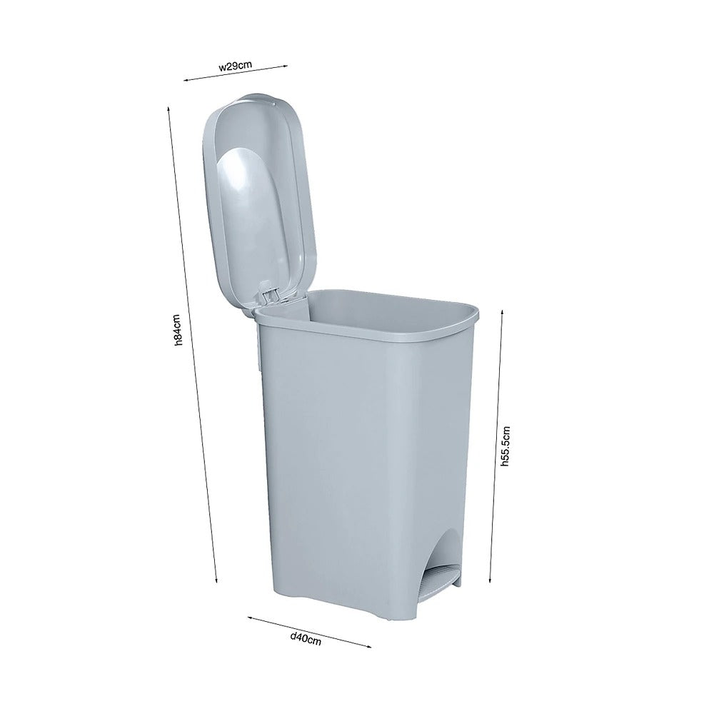 Addis Light Grey Eco Hands-Free Pedal Waste Bin | 40L, Swing Lid