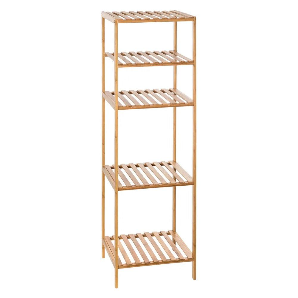 5FIVE Bamboo 4 Box Shelving Unit | Five-Tier Slatted Design
