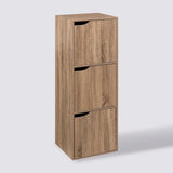 5FIVE Oak Effect 3-Compartment Tilt-Front Storage Unit | Slim Tower
