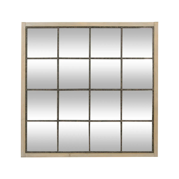 Atmosphera Windowpane-Style Wood Framed Wall Mirror | 90 x 90cm