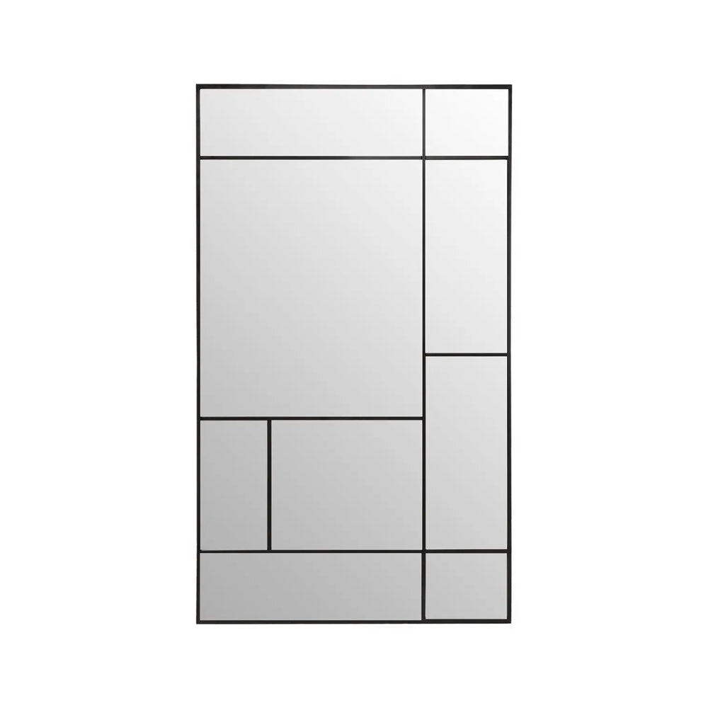 Atmosphera Metal Framed Grid Wall Mirror | Black, 97 x 167cm