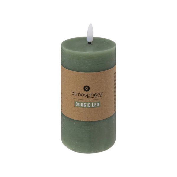 Atmosphera Molia Green LED Pillar Candle | 7 x 15cm, Flameless