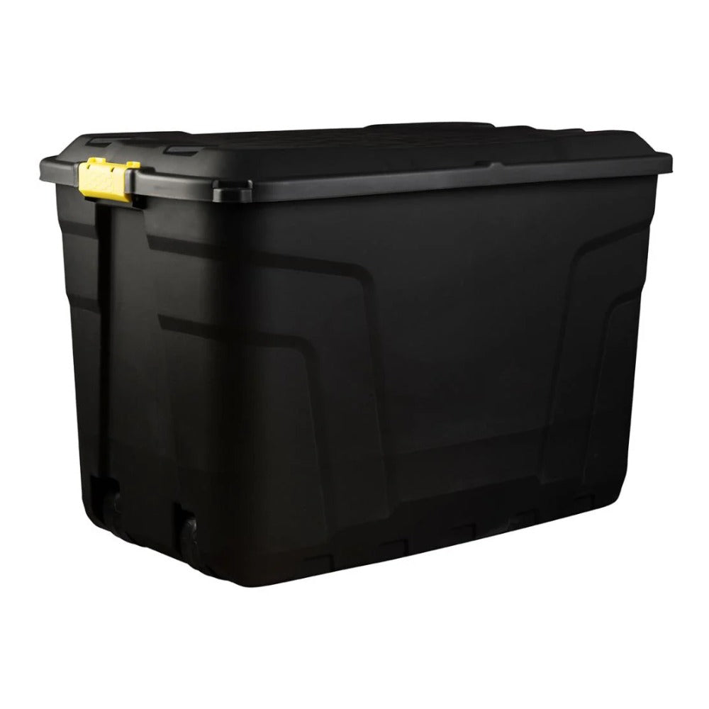 Heavy Duty Wheeled Storage Trunk | 190L, Black and Yellow Clip-Lock Lid