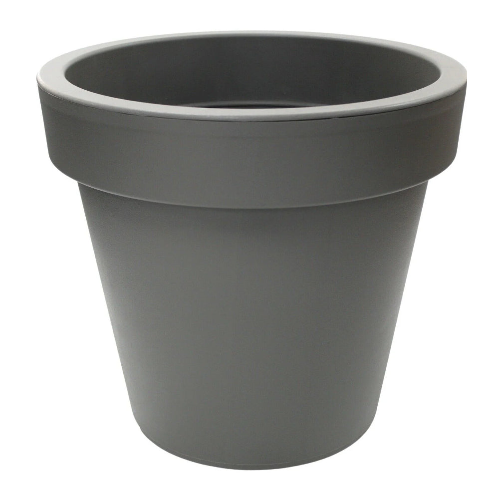 Strata Soho Round Planter Plant Pot | Grey, 35cm, Rolled Rim