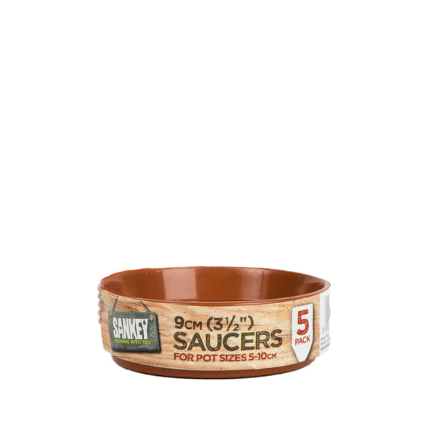 Sankey Grow Pot Saucer | 9cm, Pack of 5, Raised Rim, Terracotta Colour