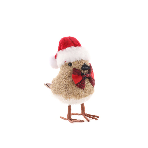 Christmas Roxanne Birdie Plush Chick Figurine | Red Santa Hat, 14 x 8 x 16cm