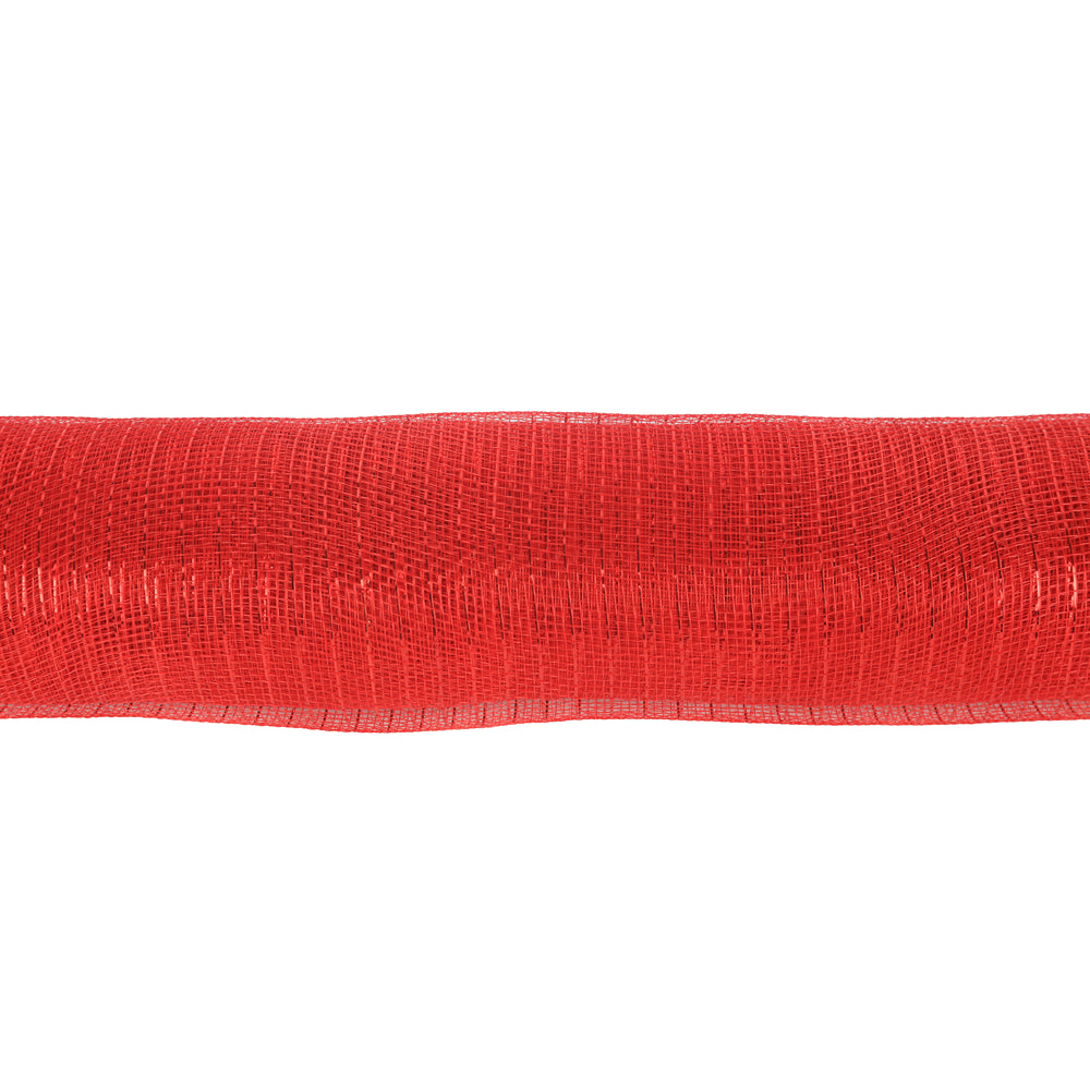 Christmas Red Mesh Ribbon Roll | 10 x 0.5m, Glossy Open-Grid Weave