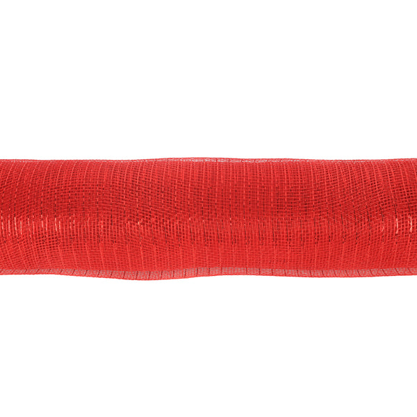 Christmas Red Mesh Ribbon Roll | 10 x 0.5m, Glossy Open-Grid Weave