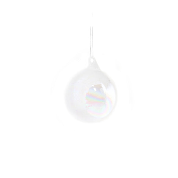 Christmas 8cm Glass Pearlescent Bauble | Iridescent Core, Hanging String