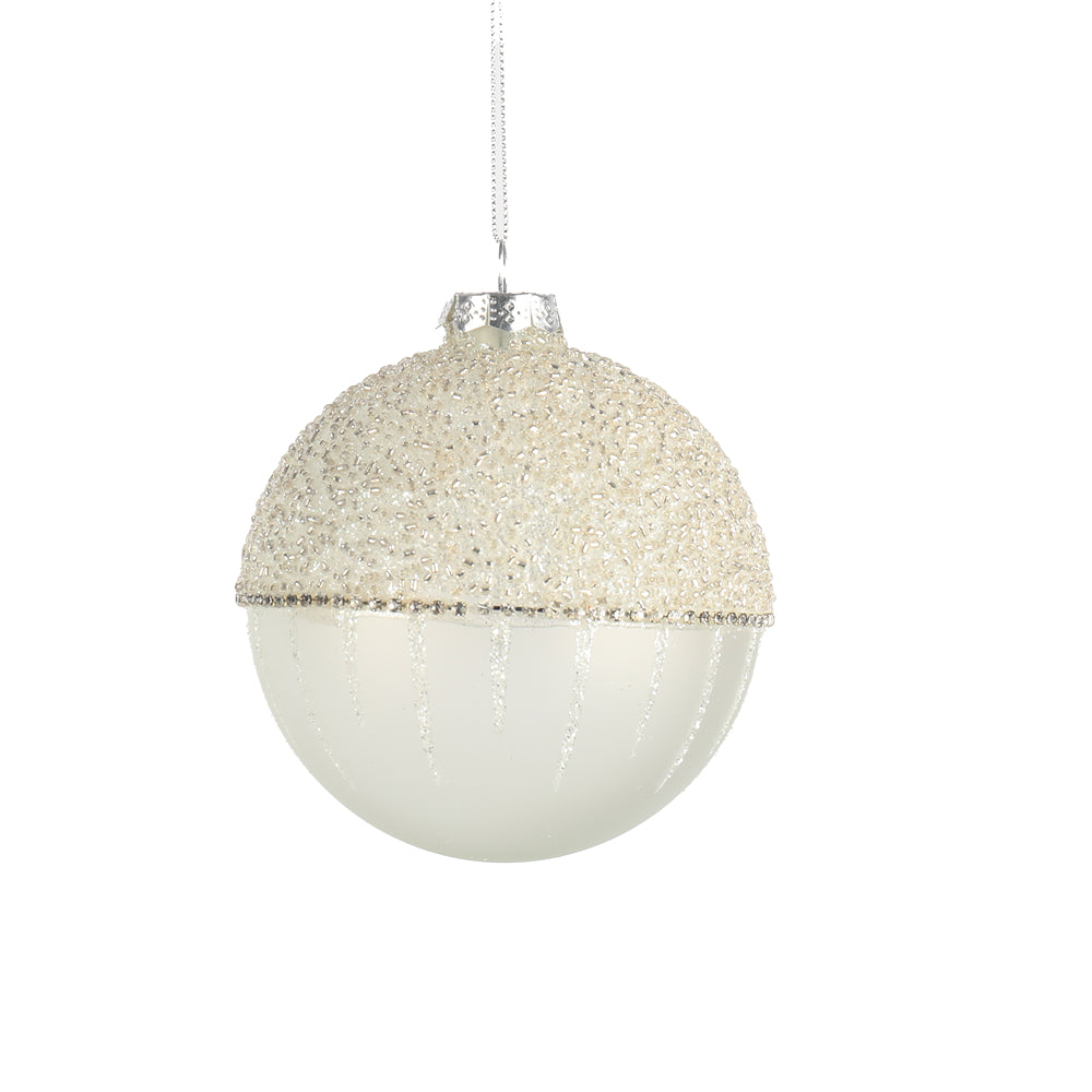 Christmas Clear Glass Bauble with Sparkle & Gems | 10 cm, assorted colours