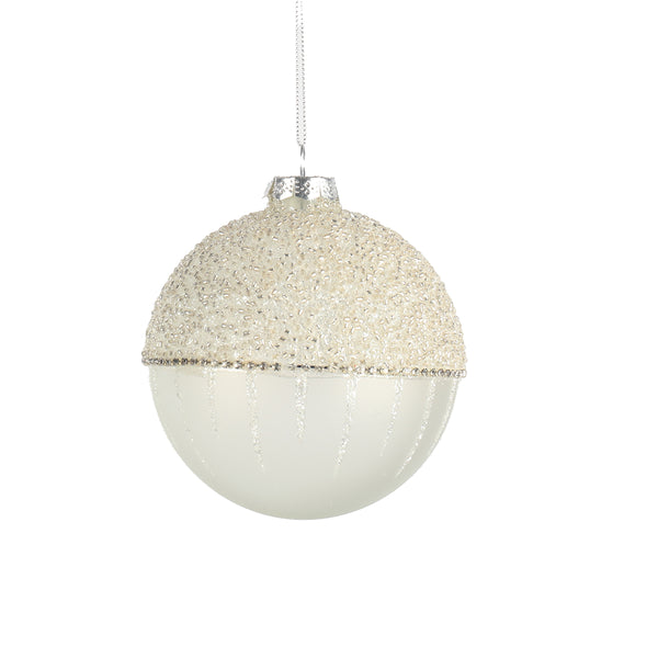 Christmas Clear Glass Bauble with Sparkle & Gems | 10 cm, assorted colours