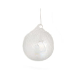Christmas Clear Glass Bauble with Frosted Glitter | 8 cm, Hanging Loop