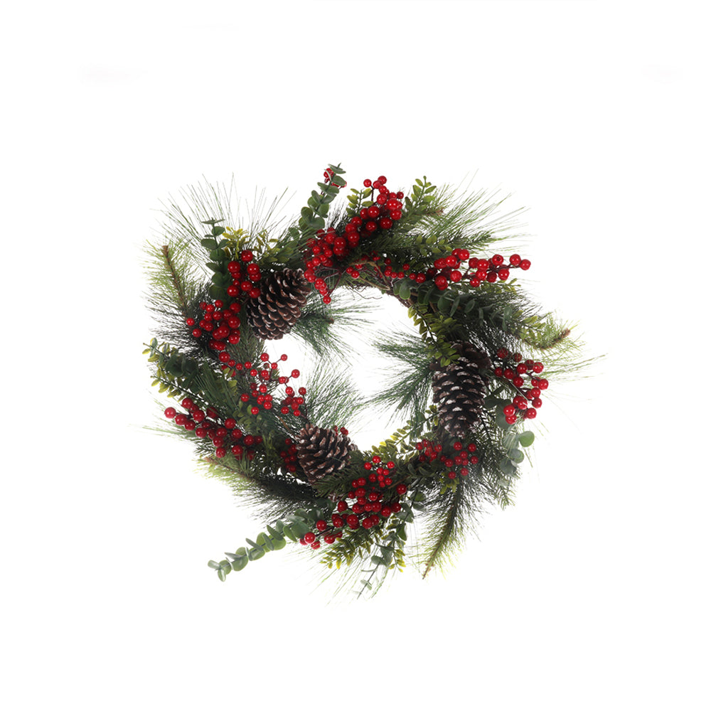 Christmas Pinecone and Red Berry Wreath | 70cm, Assorted Designs and Colours