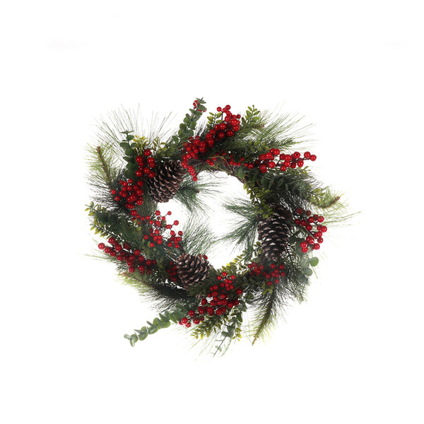 Christmas Pinecone and Red Berry Wreath | 70cm, Assorted Designs and Colours
