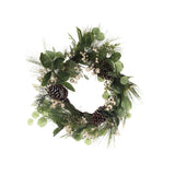 Christmas 65cm Green Wreath with Pine Cones and White Berries | Ready to Hang