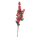 Christmas 62 cm Red Berry Spray Floral Stem | Glossy Berries, Green Leaves