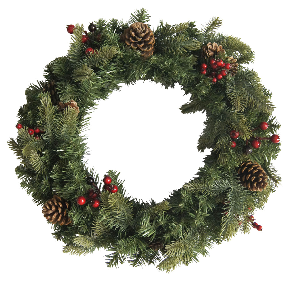Christmas Pre-Lit Forest Wreath | 60cm, 30 LEDs, Battery-Operated Timer