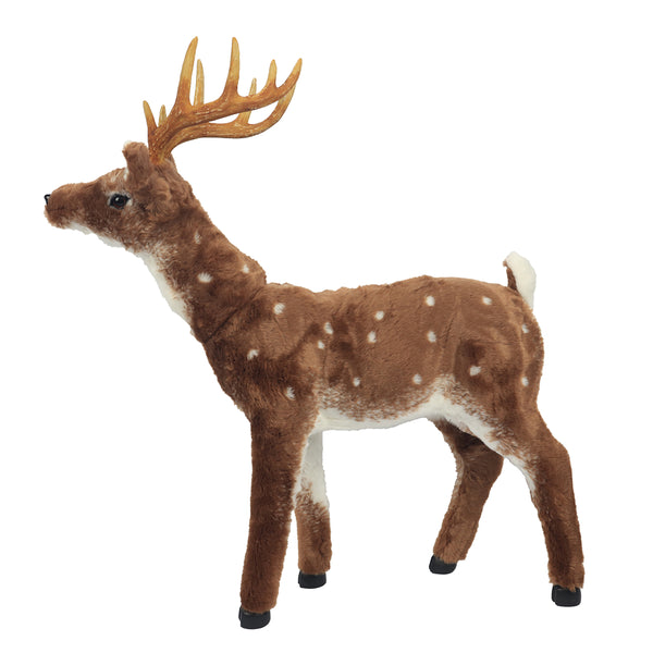 Christmas Prancer Standing Plush Reindeer | 80 x 22 x 85cm, White-Spotted Brown
