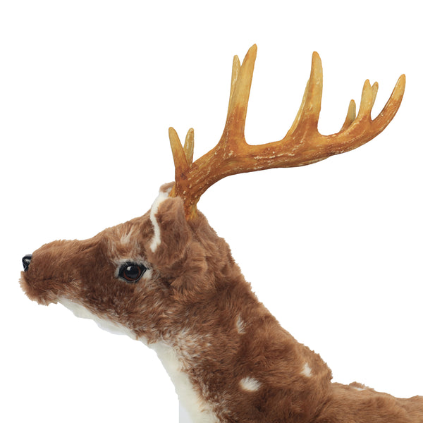 Christmas Prancer Standing Plush Reindeer | 80 x 22 x 85cm, White-Spotted Brown