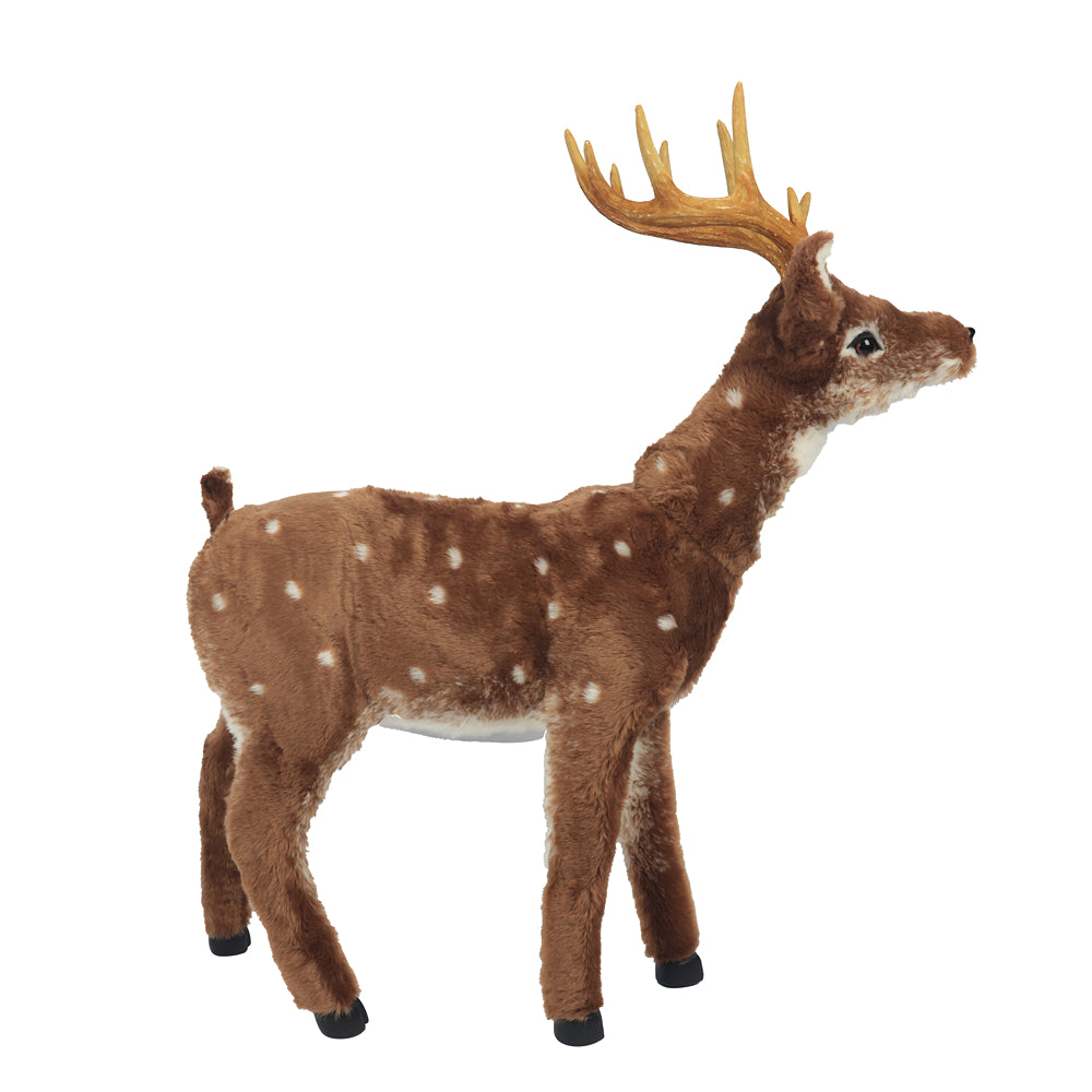 Christmas Prancer Standing Plush Reindeer | 80 x 22 x 85cm, White-Spotted Brown
