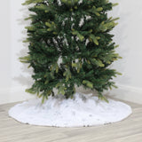 Christmas Plush White Snowflake Pattern Tree Skirt | Hides Stand, Quick Setup