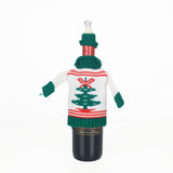 Christmas Set of 2 Knit Wine Bottle Jumpers and Hats Decor | Snowman and Tree