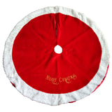 Christmas Velvet Santa Tree Skirt | 120 x 120cm, Red with White Faux-Fur Border