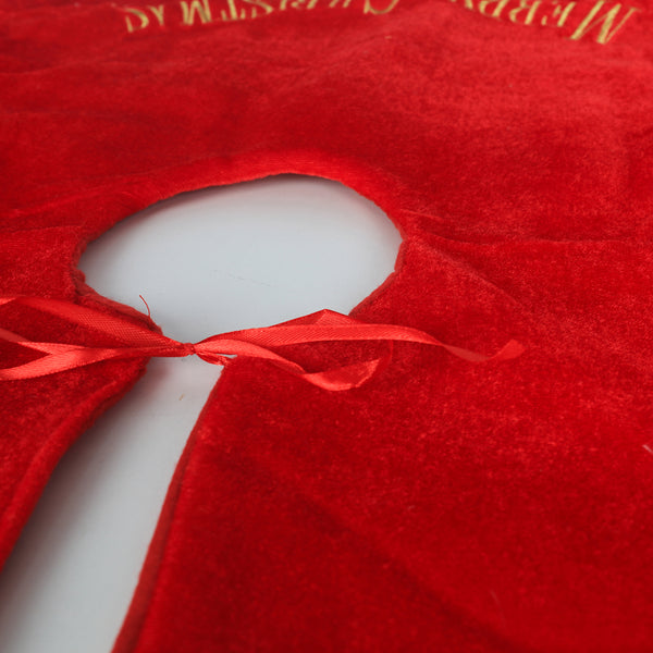 Christmas Velvet Santa Tree Skirt | 120 x 120cm, Red with White Faux-Fur Border