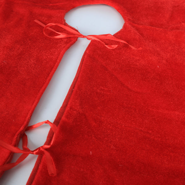 Christmas Velvet Santa Tree Skirt | 120 x 120cm, Red with White Faux-Fur Border