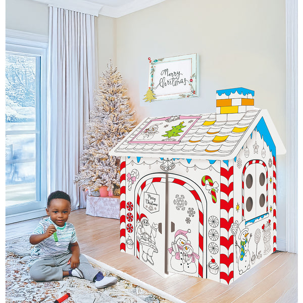 Christmas Colour-In Playhouse Kit | Music and Lighting, 68.5cm, Assorted Designs