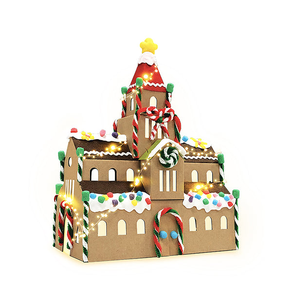 Christmas Gingerbread House LED Castle Decoration | Warm LEDs, 26 x 14 x 34cm