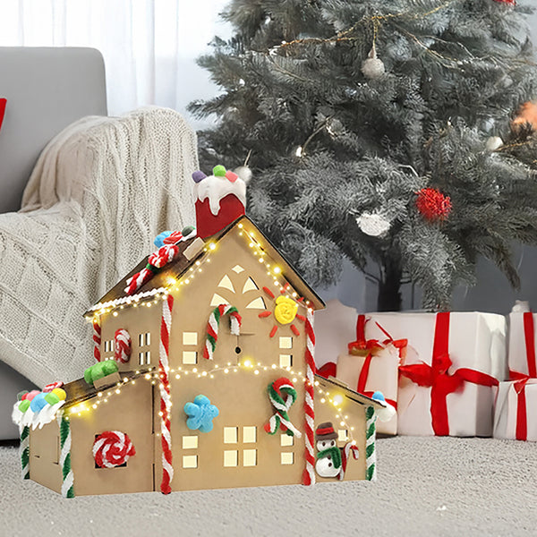 Christmas Gingerbread House Craft Kit LED Lights | 25 x 22 x 23cm
