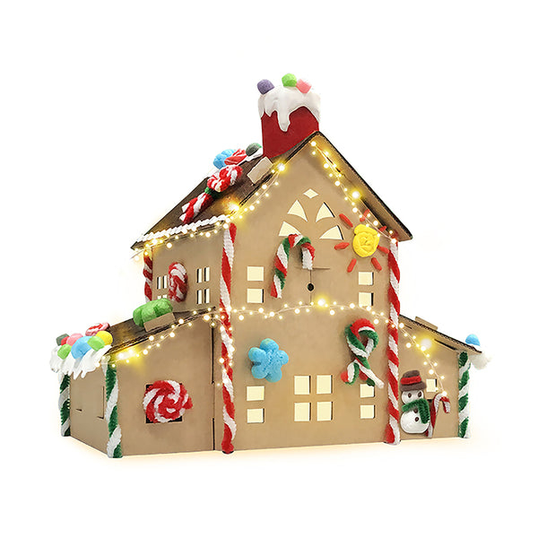 Christmas Gingerbread House Craft Kit LED Lights | 25 x 22 x 23cm