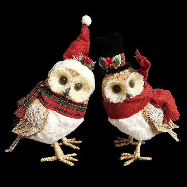 Christmas Mr and Mrs Owl Standing Ornaments | Assorted Designs, 32 cm