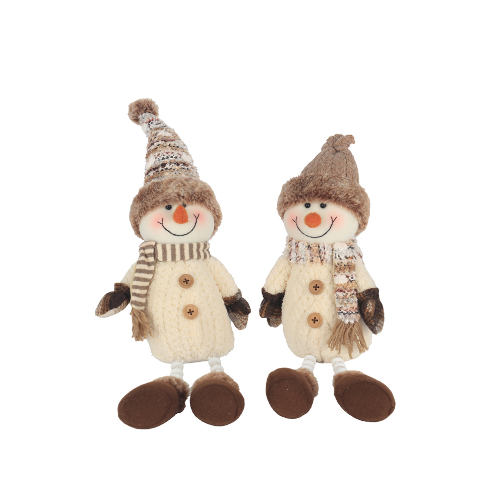 Christmas Sitting Snowman Beaded Legs Decoration | 45cm, 2 Assorted Designs