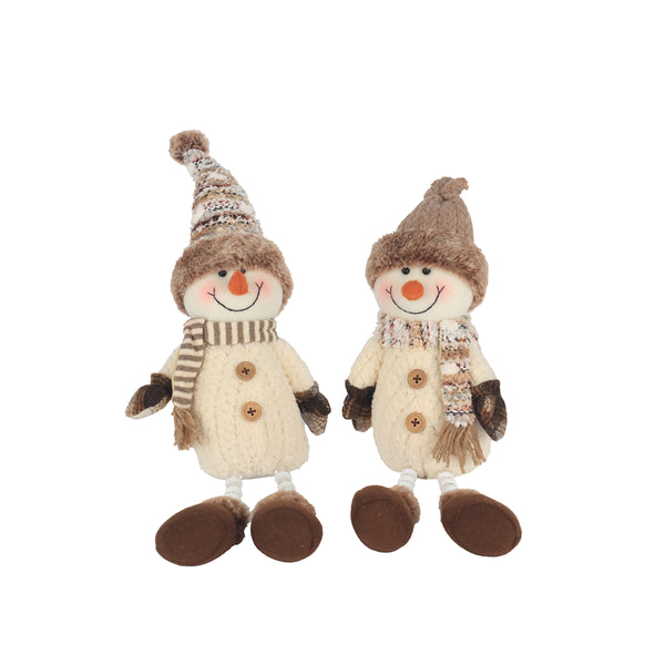 Christmas Sitting Snowman Beaded Legs Decoration | 45cm, 2 Assorted Designs