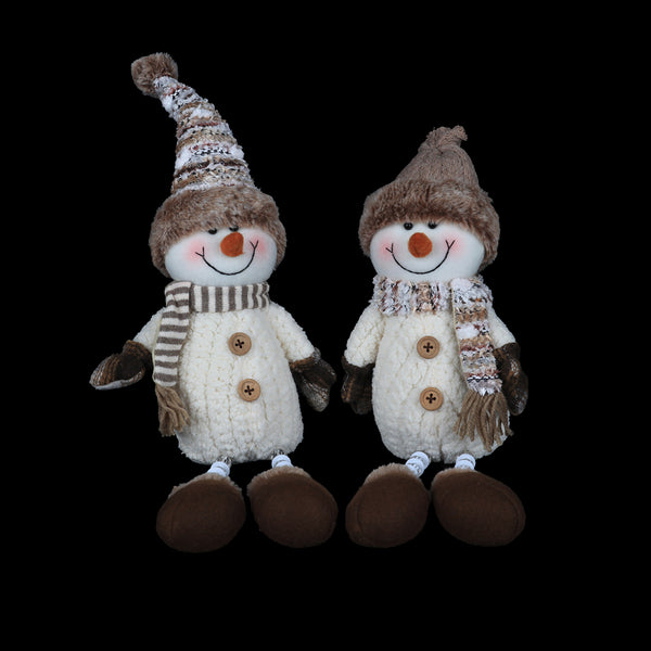 Christmas Sitting Snowman Beaded Legs Decoration | 45cm, 2 Assorted Designs