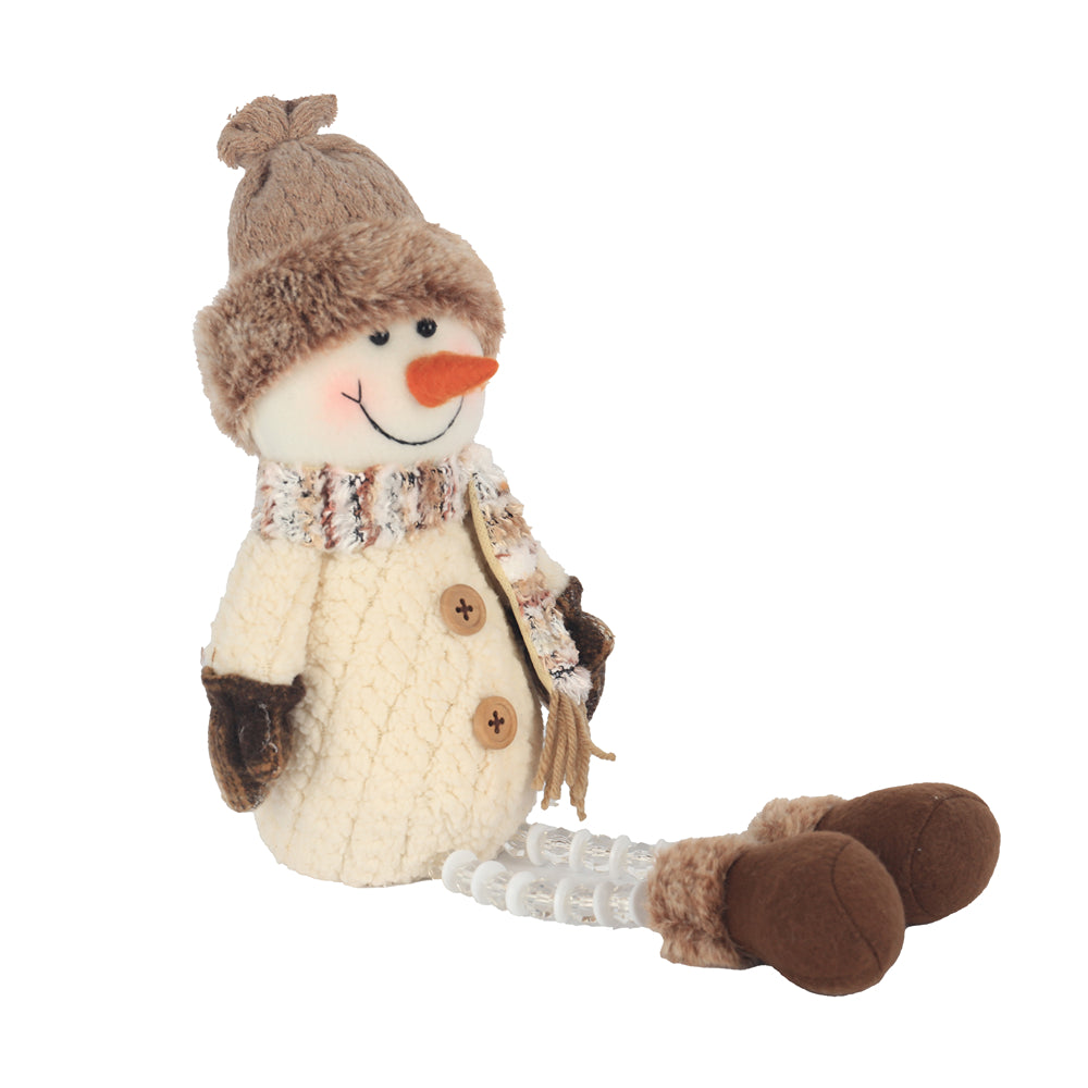 Christmas Sitting Snowman Beaded Legs Decoration | 45cm, 2 Assorted Designs