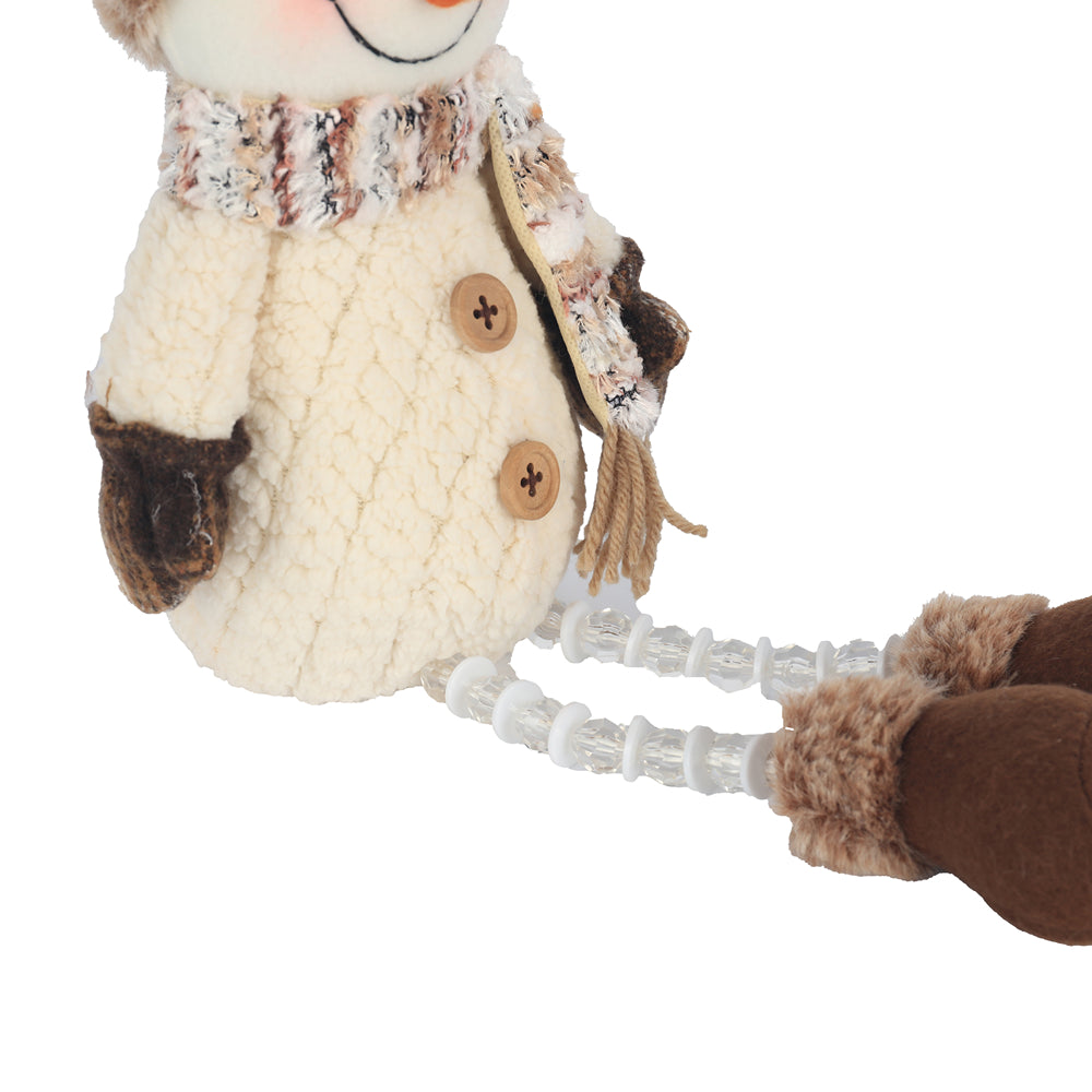Christmas Sitting Snowman Beaded Legs Decoration | 45cm, 2 Assorted Designs