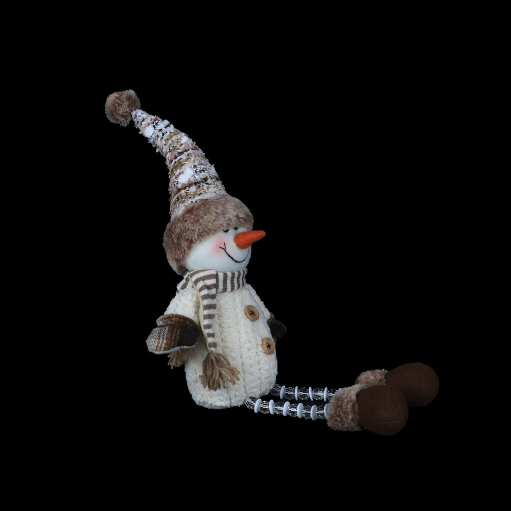 Christmas Sitting Snowman Beaded Legs Decoration | 45cm, 2 Assorted Designs