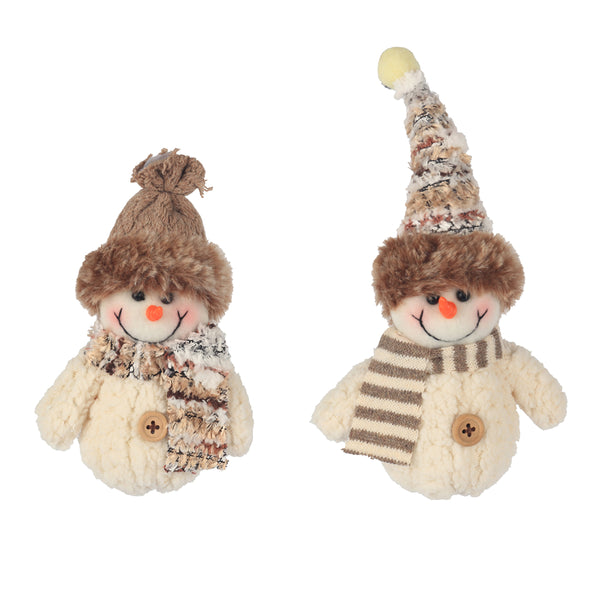 Christmas Plush Snowman Decorations | 15 cm, 2 Assorted Designs