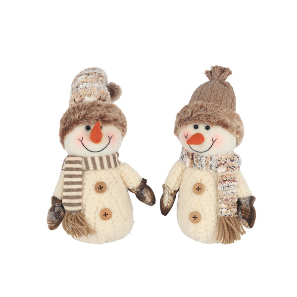 Christmas Plush Snowman Figures | 25cm, Assorted Designs, Knit Hats and Scarves