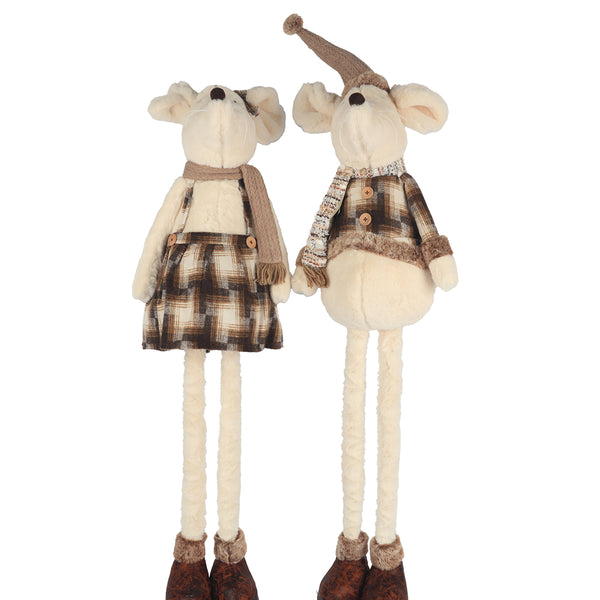 Christmas Mouse Figurine with Extendable Legs | 106cm, Assorted Colours
