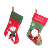 Christmas Snowman and Santa Stocking | 45 cm, Red and Green, Embroidered Cuff