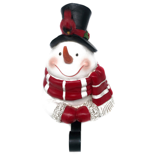 Christmas Snowman Stocking Holder | 13cm, Hand-Painted, Glitter Cuffs