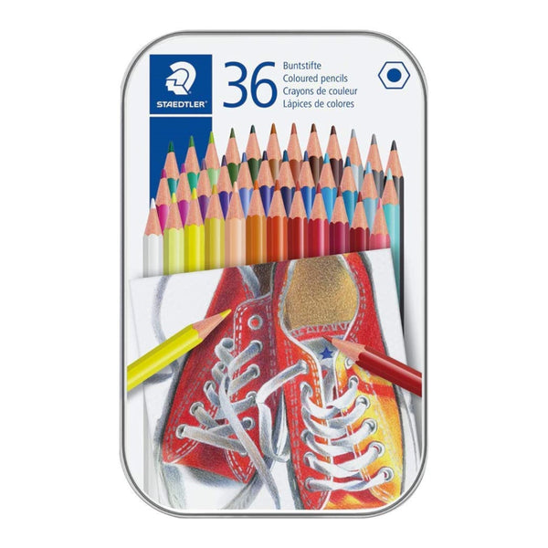 Staedtler Coloured Pencils | Pack of 36, Assorted Colours, Storage Tin