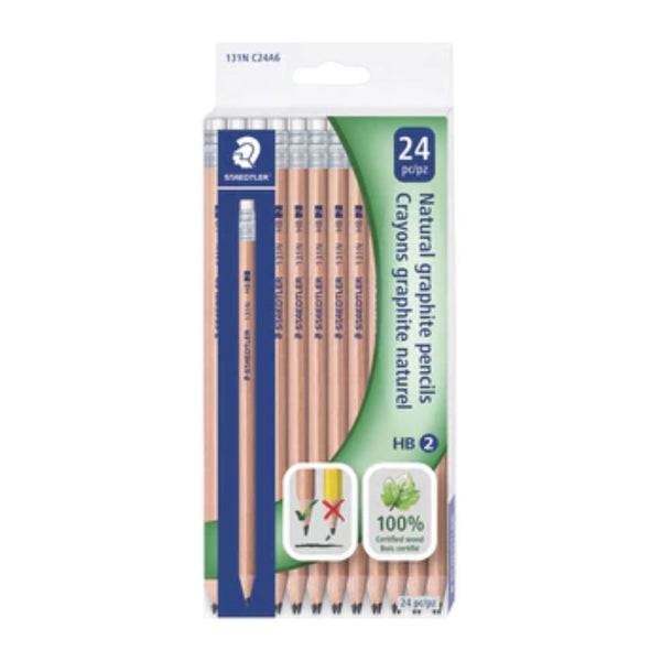 Staedtler Natural Pencils 24 Pack | Plain Wood Finish